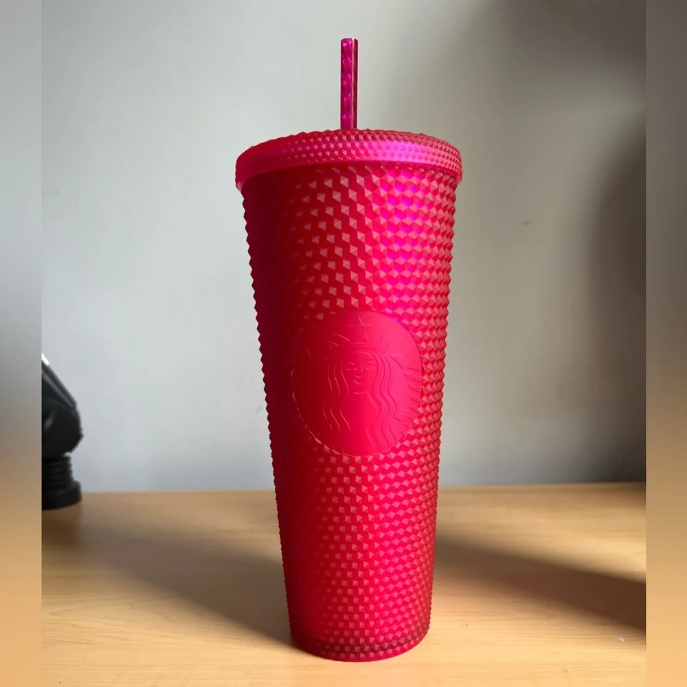 Studded Soft Touch Starbucks 2023 Mother's Day Ruby Pink Venti Tumbler Cold Cup - Picture 1 of 8